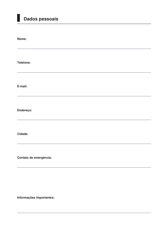 Dados Pessoais do modelo Básica